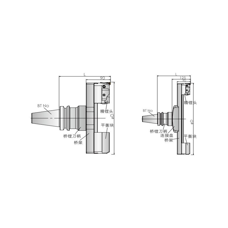  Utensile per alesatura fine tipo ponte in acciaio standard (grande diametro), gamma di lavorazione φ150-φ850, Kr=90°